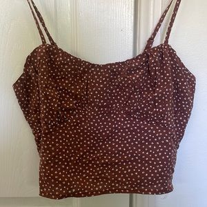 Pacsun brown top w/ white flowers